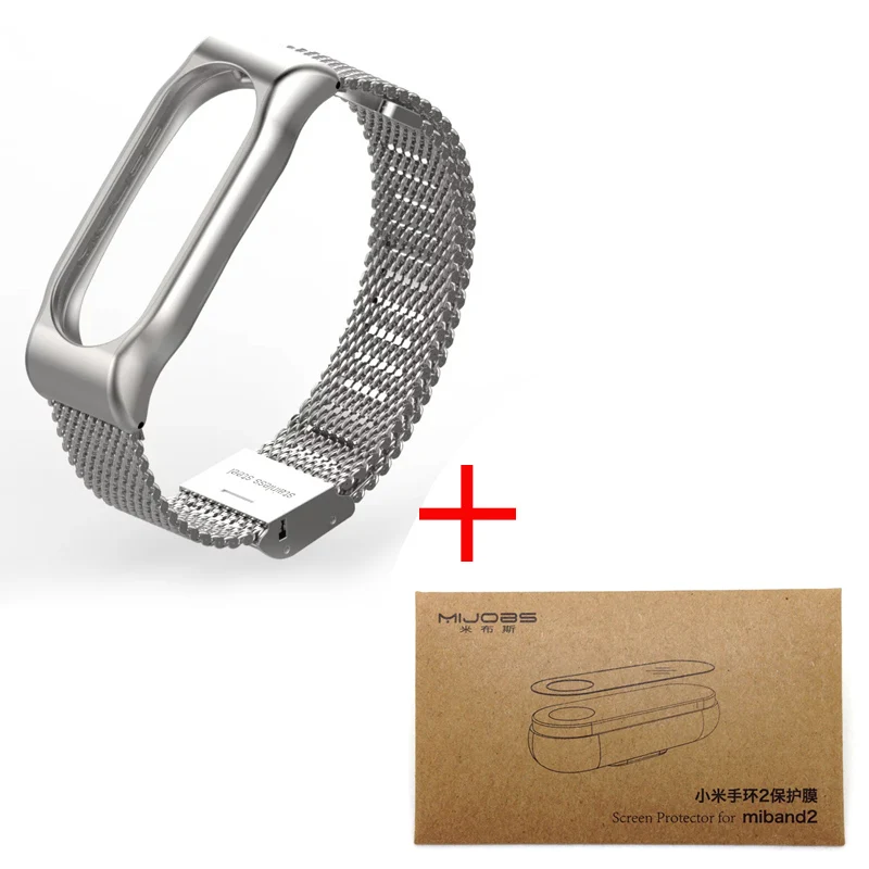 Металлический ремешок mi jobs, ремешок для mi Band 2, браслет из нержавеющей стали для Xiaomi mi Band 2, сменный для mi Band 2 - Цвет: Silver With Screen