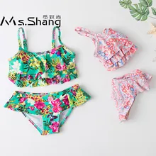4-10 лет печати девушка купальник-Бикини для детей Falbala Дети купальник из двух частей малыш девочка купальный костюм маленький купальник для девочек