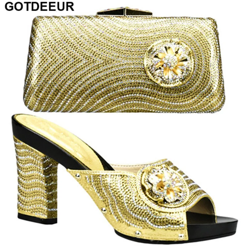 New Arrival Italian Ladies Shoe and Bag Set Decorated with Rhinestone African Design Italy | Обувь