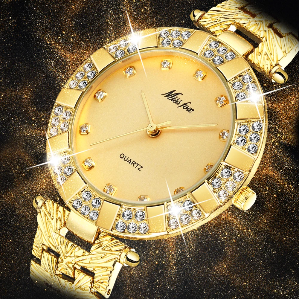 Baratos La señorita Fox Mujeres Reloj de Lujo Marca Moda Casual Señoras Reloj de Oro de Cuarzo Simple Reloj Relogio Feminino Reloj Mujer Montre Femme