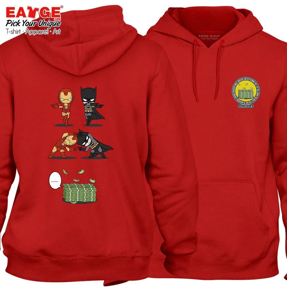 

A Bloody Fusion Between Tony Stark Ironman And Bruce Wayne Batman Hoodies Funny Novelty Design Sweatshirt Unisex Red Pullover