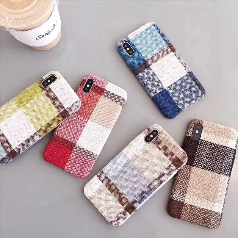 

Warm Cloth Shell Simple Phone Case for iphone 6 6s 7 8 Plus Case Soft Plaid Textile Fabric For iphone X XS Max XR Back Cover