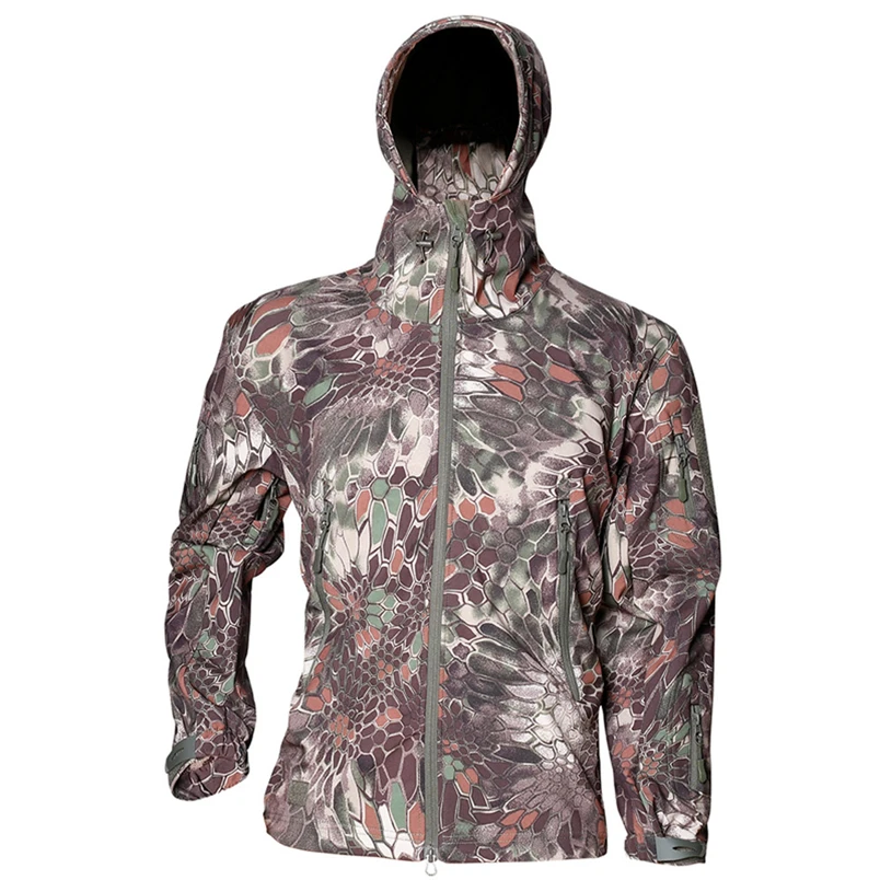 Mens Windproof Warm Outdoor Coat Hooded Jacket Sports Uniform Velvet Overalls
