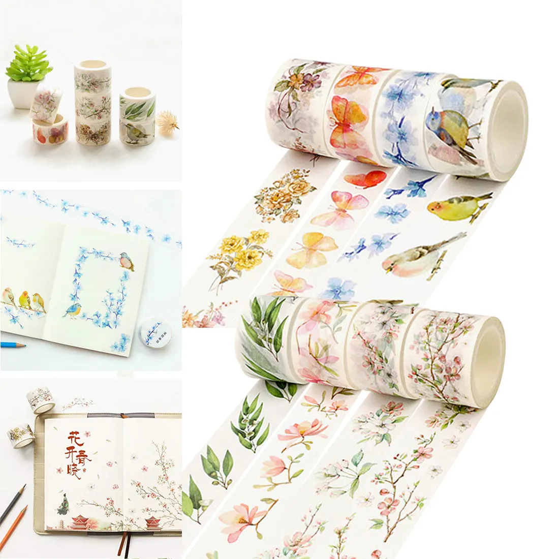 

Watercolor Flowers Scenery Washi Tape Adhesive Tape DIY Sticker Label Masking Tape School Accessories