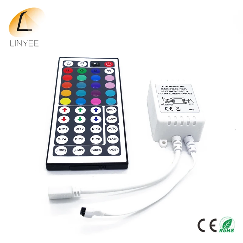 

Brand NEW DC12V 44 Keys IR Remote RGB Controller for SMD3528/5050/5730/5630/3014 RGB LED Strip lights Mini Controller