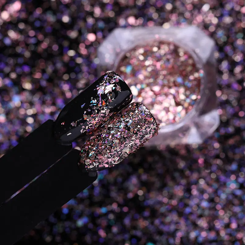 

Mixed Magic Mirror Chameleon Glitter Nail Flakes Sequins Powder Gold Silver Red Irregular Paillette Manicure Nail Decoration