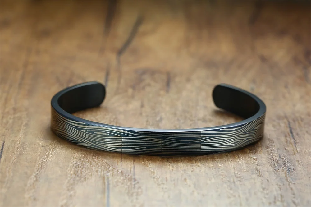 9 мм мужской Браслет-манжета из черной нержавеющей стали для мужчин минималистичный Открытый браслет TrendyJewelry Braslet Hombre Bileklik Armband