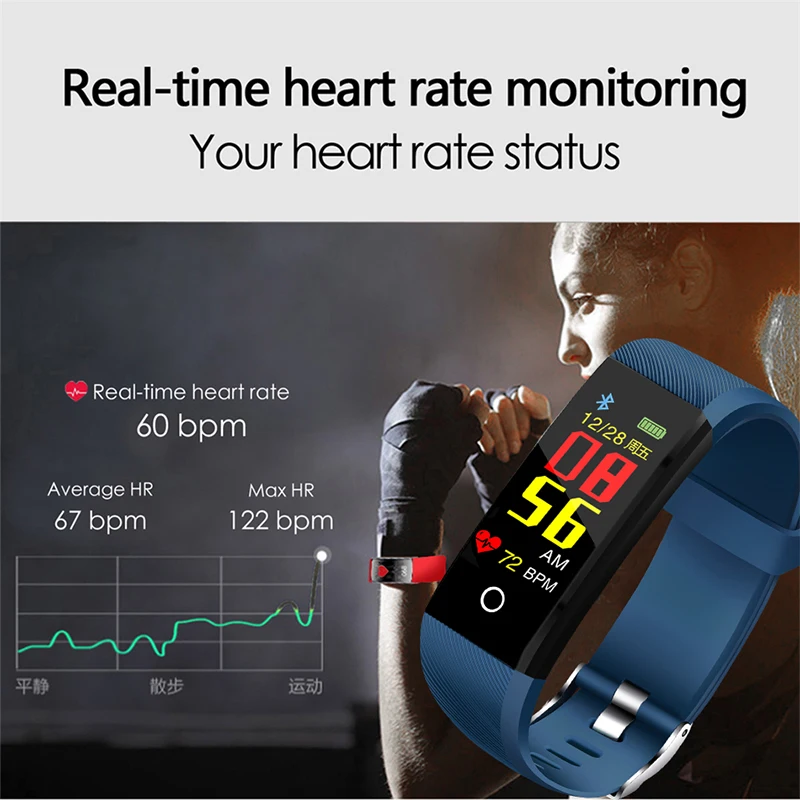 BANGWEI Smart Sport Watch Waterproof Fitness Blood Pressure Heart Rate Monitor Pedometer Information Reminder smartwatch Men+Box