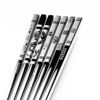 

Vacclo Stainless Steel Anti-skid Dragon Chopsticks Sushi Hashi Metal Iron Portable Chinese Healthy Food Stick Hotel Tableware