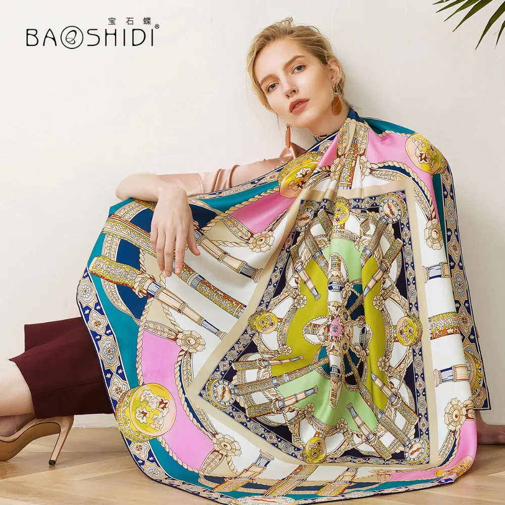 [BAOSHIDI] роскошный брендовый платок Новое поступление 2018 большой квадратный шарф