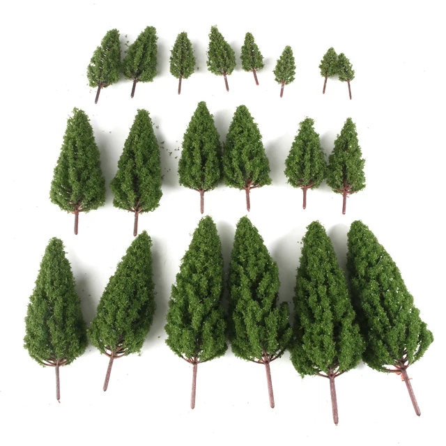MagiDeal 20Pcs 1/50-400 Scale Plastic Tower Shaped Trees Model Train Railway Railroad Scenery Landscape for Doll House Decor 4