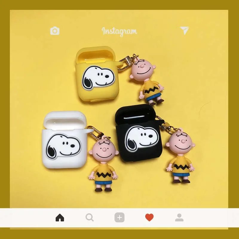 

Cute Dog Silicone Bluetooth Wireless Earphone Case For AirPods Protective Cover for Apple Airpods Charging Box With Pendant