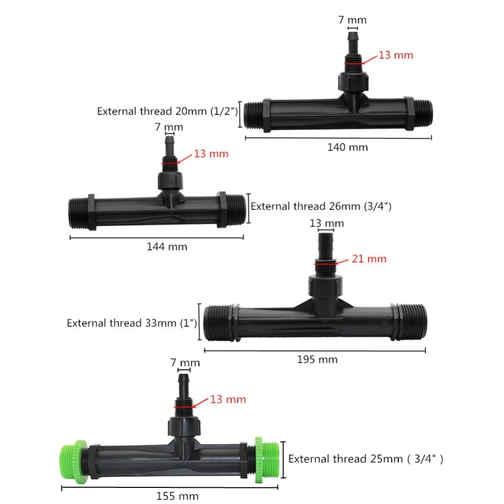 Удобрения вентури инжекторы с 1/2, 3/4, 1 дюймов наружной резьбой сельскохозяйственные инструменты удобрения орошения капельного устройства 1 шт