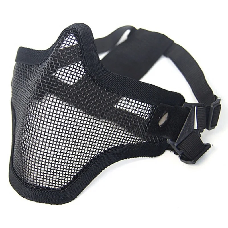 

CQC Tactical Airsoft Skull Lower Half Face Mask Black Strike Steel Metal Mesh Protective Mask Hunting Halloween Party