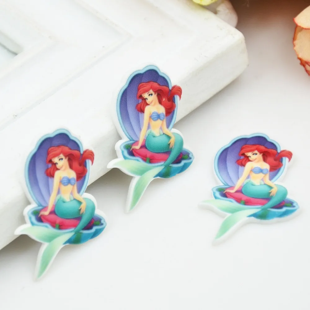 Kawaii Мультфильм плоское заднее украшение из смолы маленькая Русалочка Ариэль