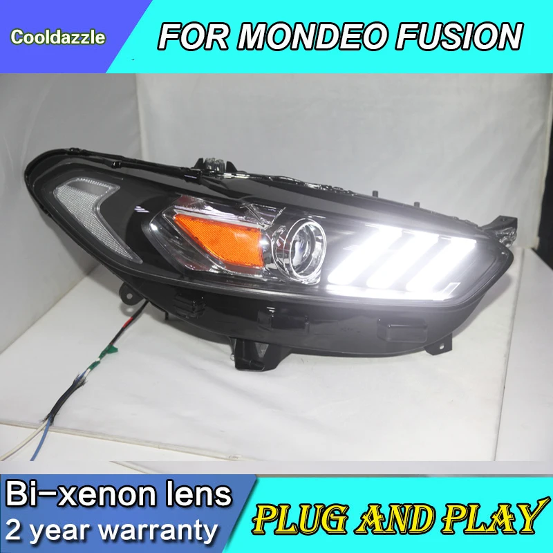 Автомобильные стильные передние лампы для FORD FUSION MONDEO, титановый светодиодный фонарь, передние лампы, 2013,, год, с динамическим поворотом