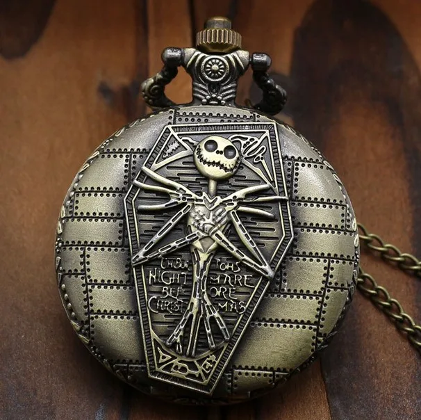 Кошмарный-Бронзовый-антиквариат-подвеска-с-черным-лицом-для-мужчин-и-женщин-подарок-кварцевое-ожерелье-карманные-часы