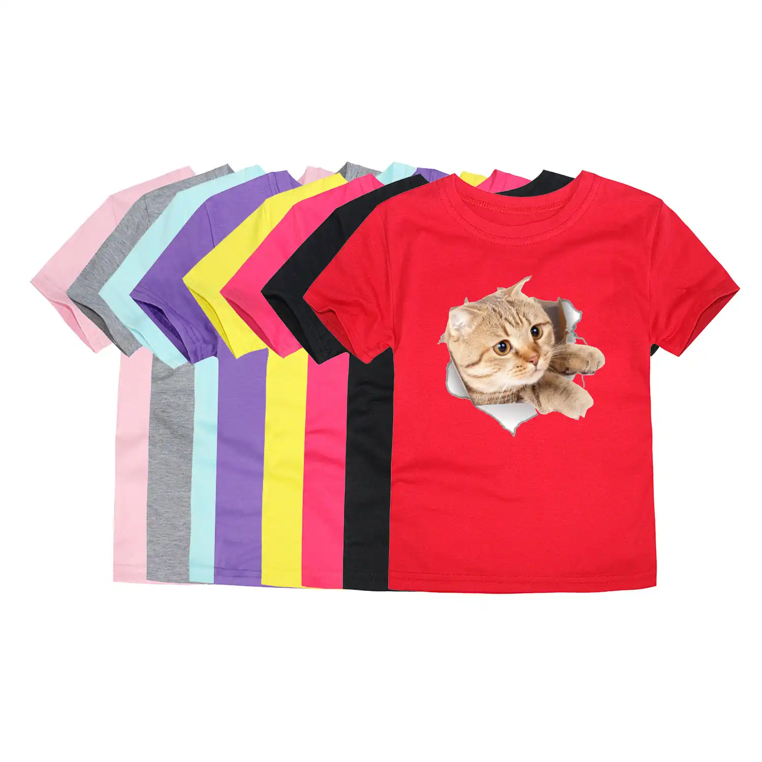 12 Colors Boys T Shirts Children 3d Print Cat Tees Kids Cartoon Funny T Shirts Boys Tees Girls Cat Tops For 1 14years T Shirts Aliexpress