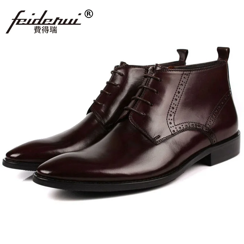 

Luxury Brand Designer Man Handmade Brogue Shoes Genuine Leather Male Carved Footwear Men's Cowboy Martin Ankle Boots OD35