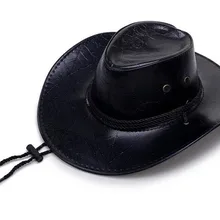 Унисекс ковбойские шляпы, Необычные западные шапки из искусственной кожи для верховой езды, широкая шляпа с козырьком для папы, джентльмена, леди, сомбреро, Hombre, джазовая Кепка s M02281