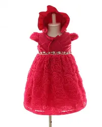 Высочайшее качество Новое платье для маленьких девочек новорожденных Рождество платья младенческой Атлас праздничное платье на крестины