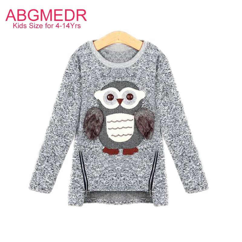 

European Style Teenage Girls Sweaters Children Owl Girls Tops Children Outfits Monsoon Kids Sweaters Girl Christmas Clothing