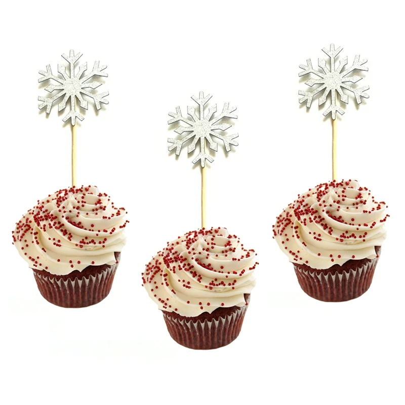 

10Pcs Snowflake Cupcake Toppers 2018 Merry Christmas Decorations for Home Supplies Ornaments 2019 New Year Santa Claus