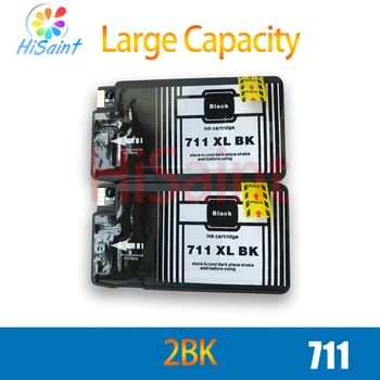 

hisaint Hot sale 2 Pieces Black Compatible For HP 711 Ink Cartridges for HP 711XL DesignJet T520 T120 For HP T120 T520 Printer