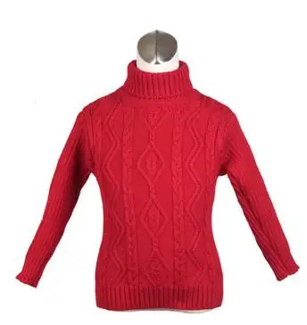 Свитер для маленьких мальчика или девочки зимне-осенний вязаный водолазка теплая врхняя одежда «унисекс» свитера - Цвет: Красный
