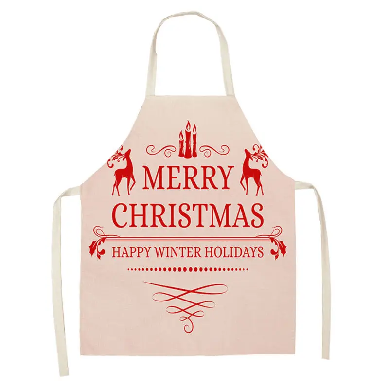 1Pcs Merry Christmas Apron for Woman Pinafore 53*65cm Cotton Linen Bibs Xmas Decor Pendant Kitchen Cooking Accessories MX0004 - Цвет: MX0005-19