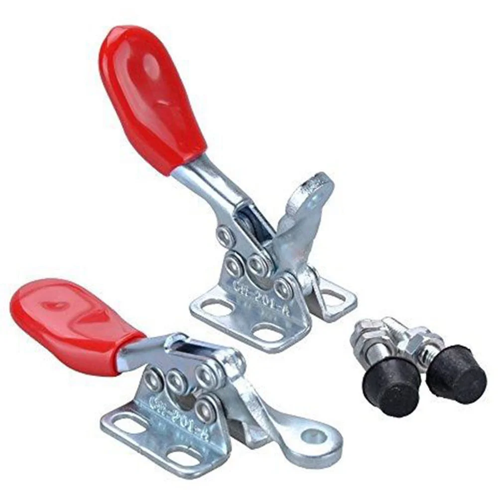  4pcs GH-201A Horizontal Toggle Clamp Quick-Release Toggle Clamps Set 27KG Vertical Toggle Clamp Han