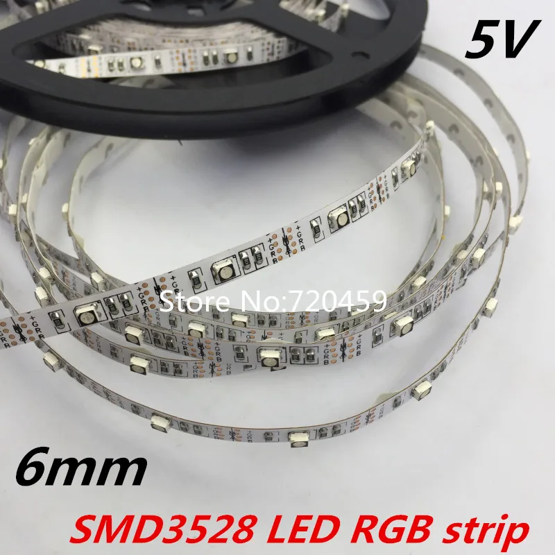 

10m Narrow PCB 3528 RGB LED strip 6mm width of 40leds/m Super bright Soft article lamp highlighted LED RGB strip not-waterproof