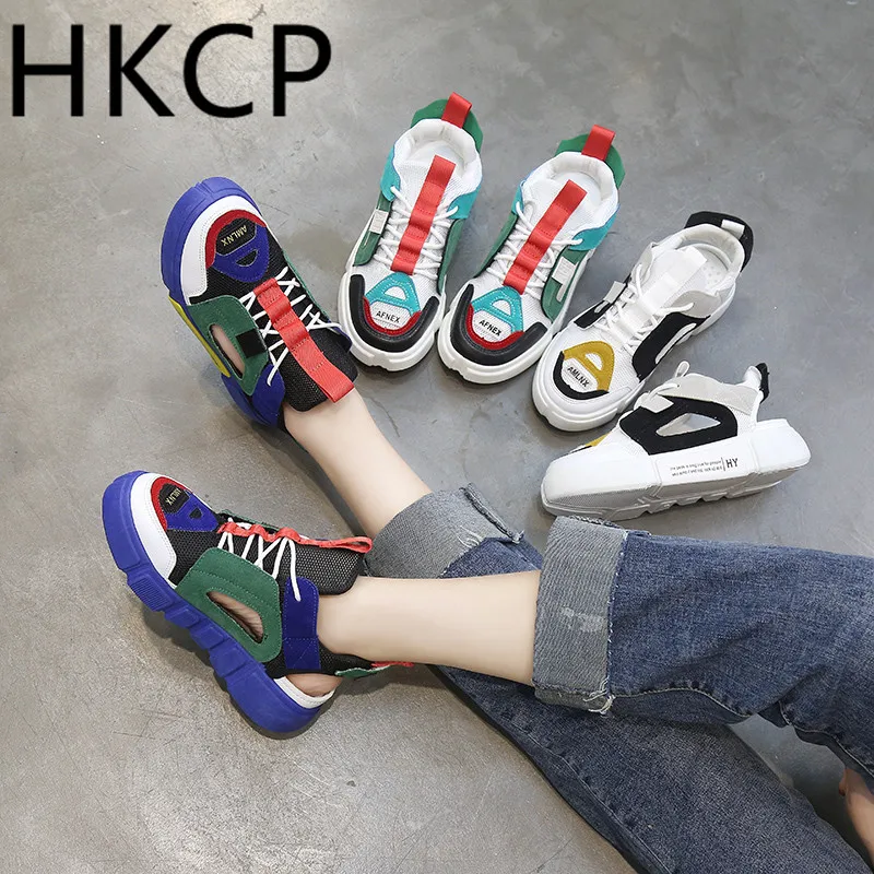 

HKCP 2019 summer thick bottom non-slip soft bottom baotou matching color Korean version of new leisure ladies slippers C190