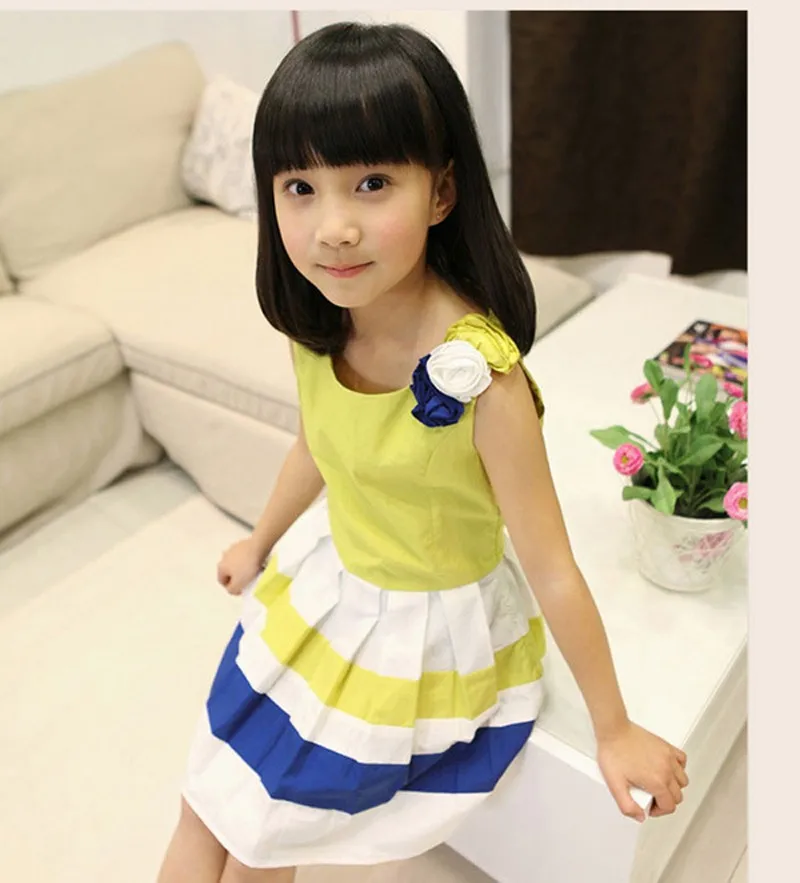 baby girls dress Fashion dress Splice Dimensional flowers Beautiful princess girl party dress vetement enfant fille robe vestido