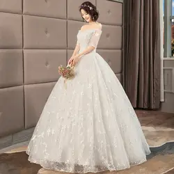 Винтажное кружевное свадебное платье с коротким рукавом с v-образным вырезом принцесса длинный хвост бальное платье Свадебные платья на