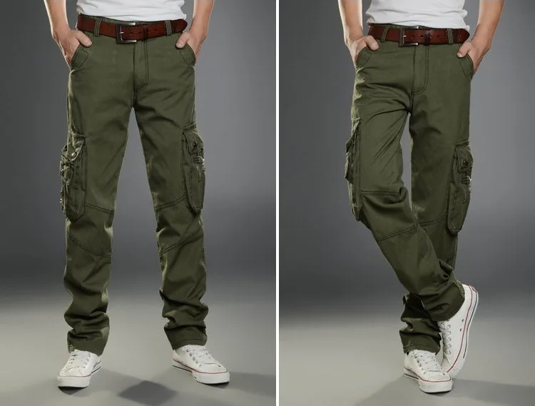Новые мужские брюки карго армейский зеленый большие карманы украшения мужские s повседневные брюки легко мыть мужские осенние армейские брюки размера плюс 40