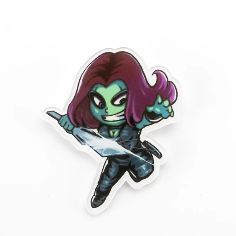 Marvel Badges Avengers Brooch Pins Thor Pin Movie Endgame Jewelry Iron Man Captain America Spiderman Brooches For Women Men Gift - Окраска металла: Gamora