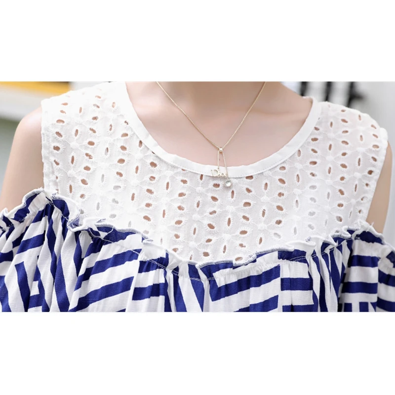 Loose strapless dress for pregnant women summer lace pregnant dress ropa premama embarazadas elegant maternity clothes grossesse