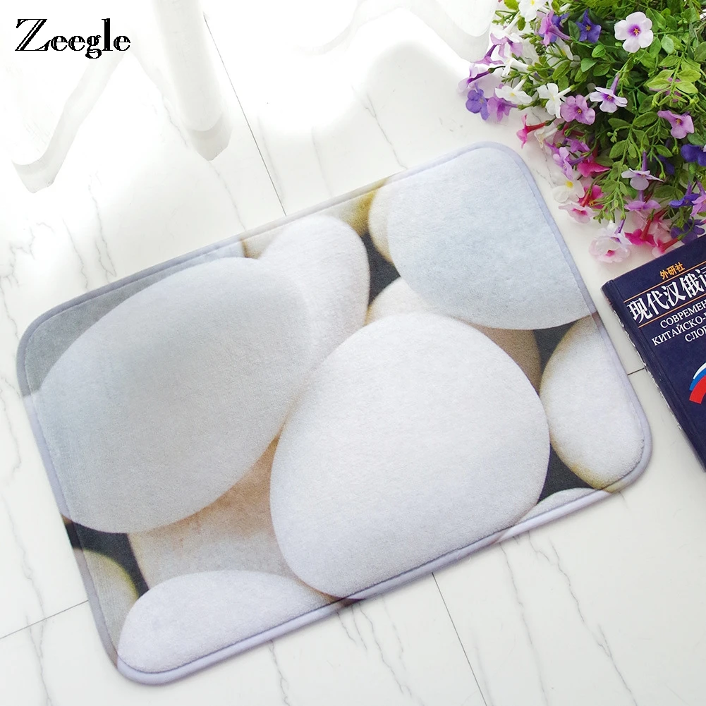 Zeegle Stone Printed Mats For Hallway Non-slip Bathroom Mat Carpet For Living Room And Bedside Rug Kitchen Water Proof Rug