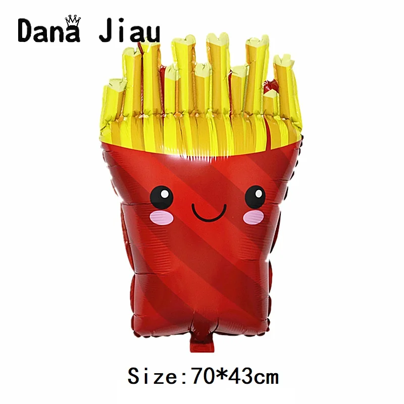 

Danajiau French fries foil balloon birthday party decoration Spun sugar donut Pizza ballon cartoon hamburger kids gift toy