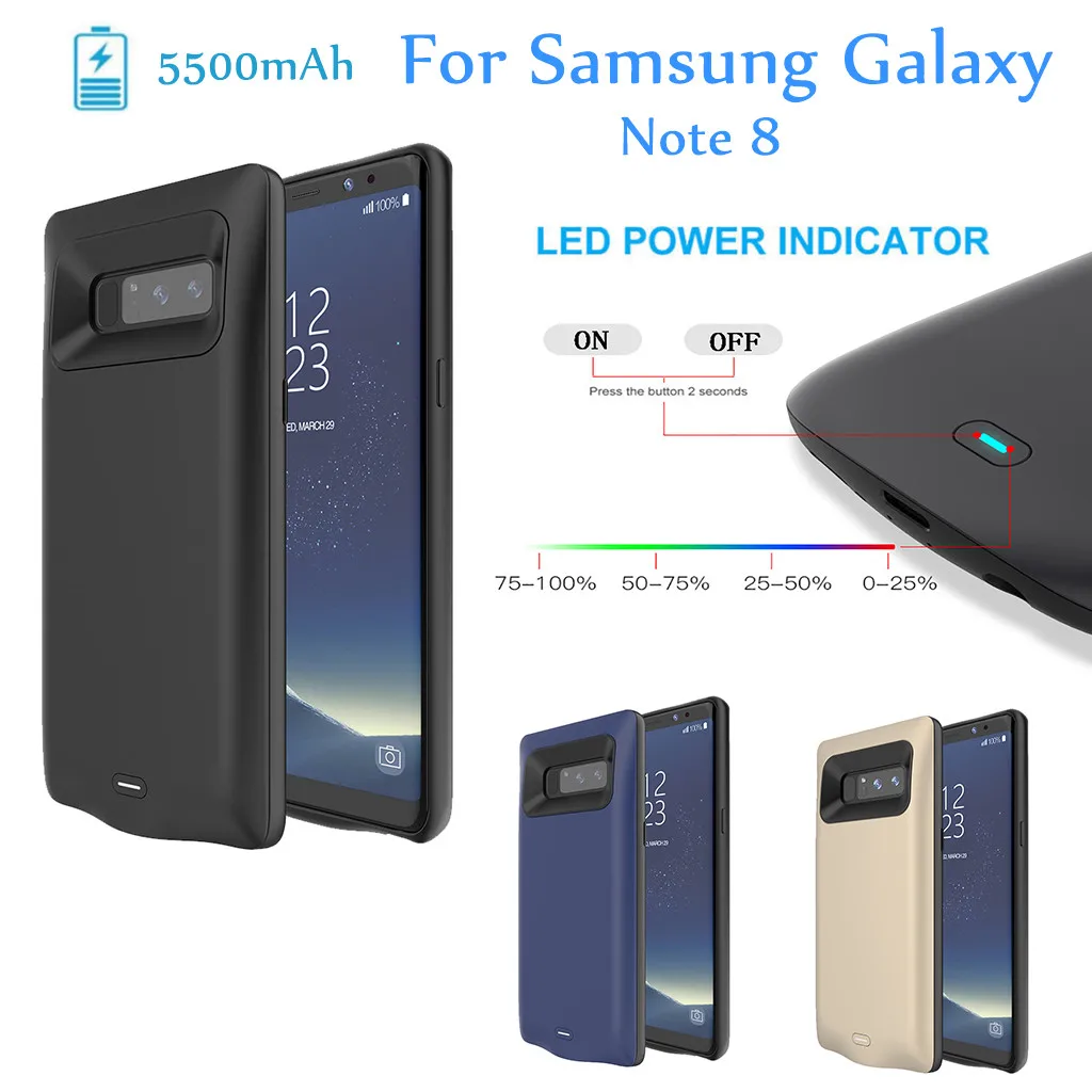 

5500mAh Extended Battery Case Phone Charging Cover for Samsung Galaxy Note 8 comfortable soft and hard moderate Anti-dust