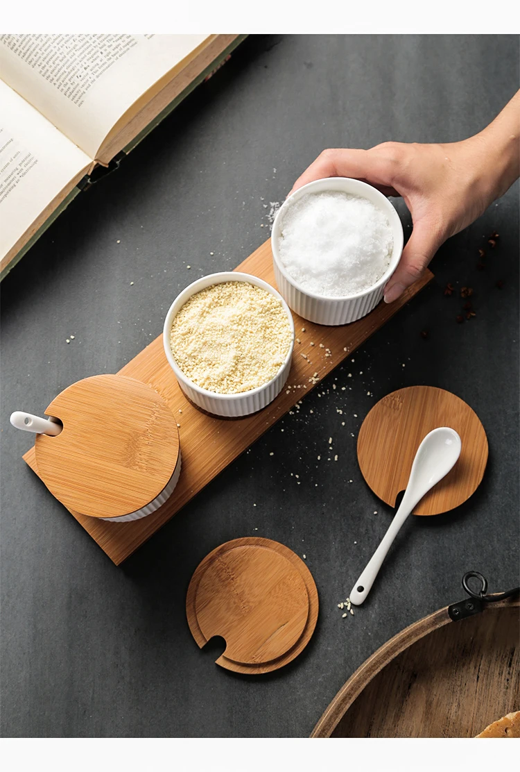 Набор банок для приправ в скандинавском стиле, керамический бытовой масляный солевой горшок, креативный резервуар для приправ, кухонные принадлежности, круглая коробка для сахара MSG