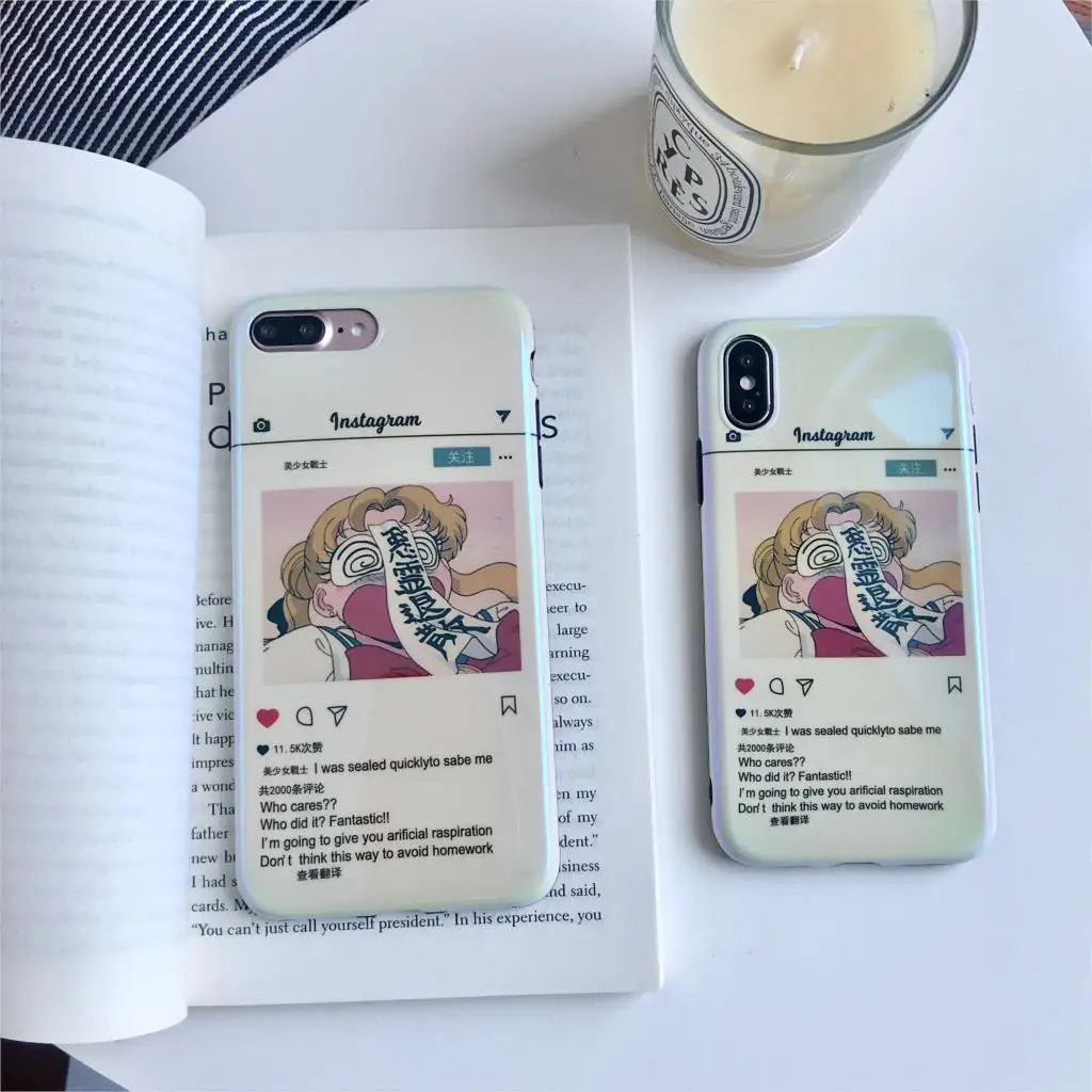 

Blue light IMD Funda for iphone X Case Sailor Moon Phone Case for iphone 6 6S 7 8 Plus 10 X XR XS Max Cover for Luxury Capa