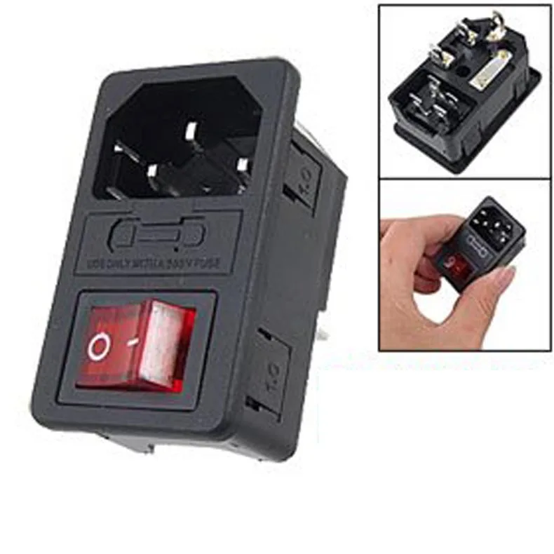 New Power Rocker Switch IEC 3 Pin 320 C14 Inlet Power