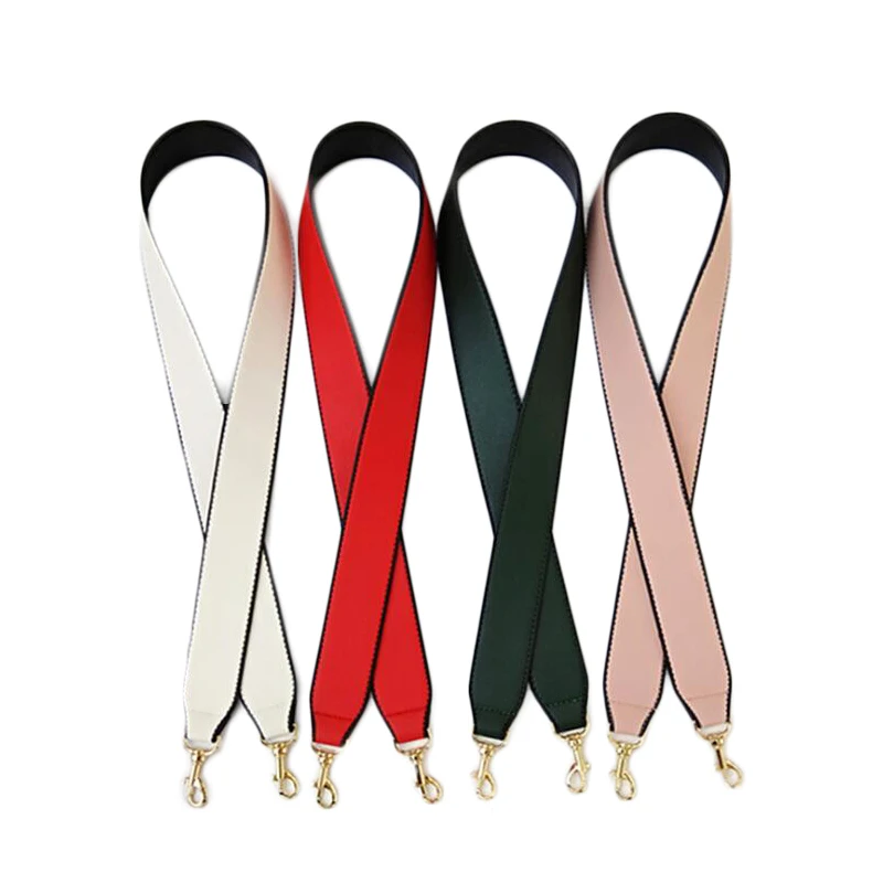 Bag Strap Gold Buckle Handbags Straps Replacement Bag Belts Leather Red Black Brown Handles for Women Shoulder Bags Accessories