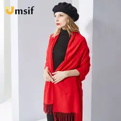 2019 новые зимние Для женщин однотонного цвета Пашмина шарф Для женщин шаль Зимний кашемировый шарф хиджаб женские длинные шерстяные шарфы