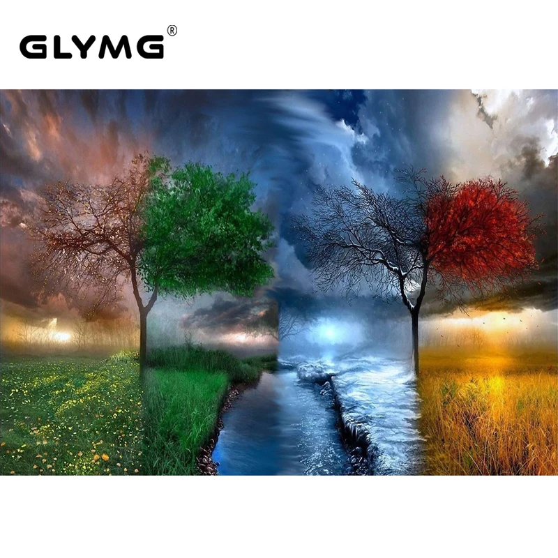 

GLymg Paint With Diamonds DIY Diamond Painting Cross Stitch Craft Kit Wall Stickers for Living Room Decoration Full Rhinestones