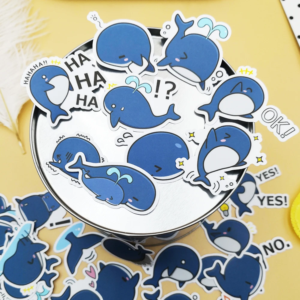 

20/40pcs Creative Funny Cute Whale Cartoon Sticker Notebook Skateboard Bike DIY Waterproof Sticker
