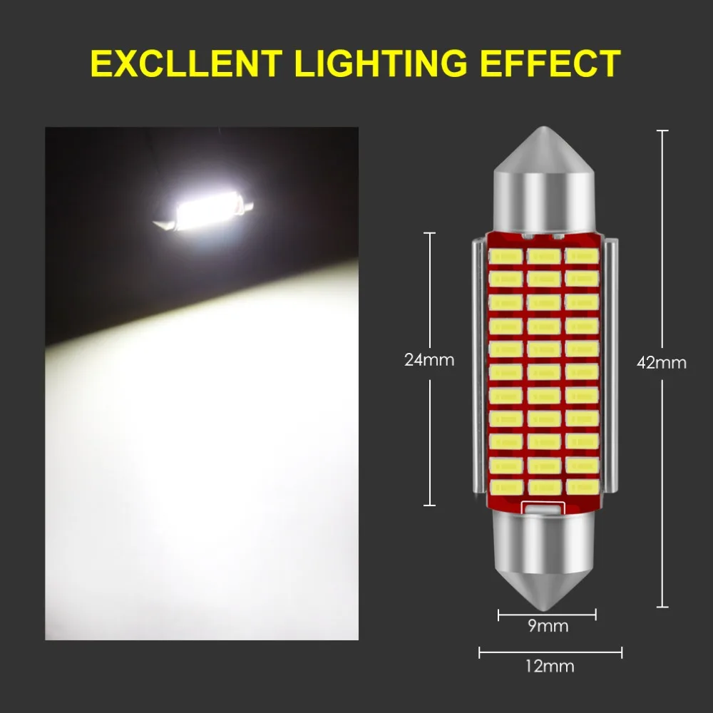 1 шт C5W светодиодный салона свет Canbus C10W гирлянда 31 мм 36 мм 39 мм 42 мм светодиодный лампы 6000 K Белый Купол Чтение фара освещение салона
