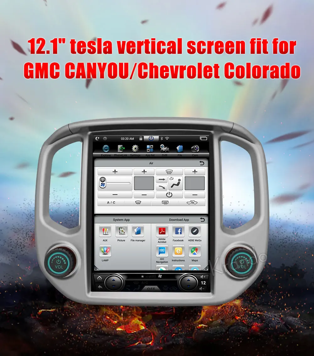 Krando автомобильный радиоприемник gps android 7,1 для GMC CANYOU для Chevrolet Colorado Tesla вертикальный 12,1 ''экран навигационная мультимедийная система